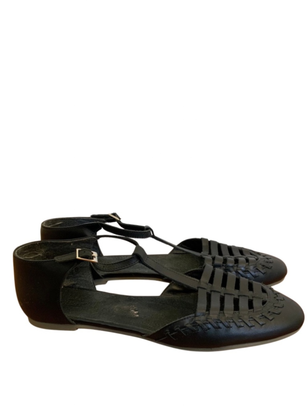 Top Shop Black Leather Sandal Sz 8